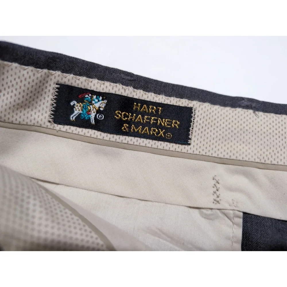 Lot of 2 Vintage HART SCHAFFNER & MARX 100% Wool Dress Pants Brown Gray 38 x 27